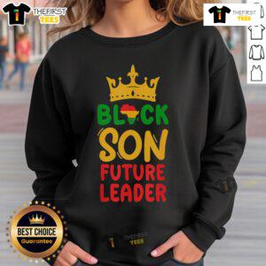 Original Black Son Future Leader sweatshirt featuring Afro design celebrating Black History and African heritage.