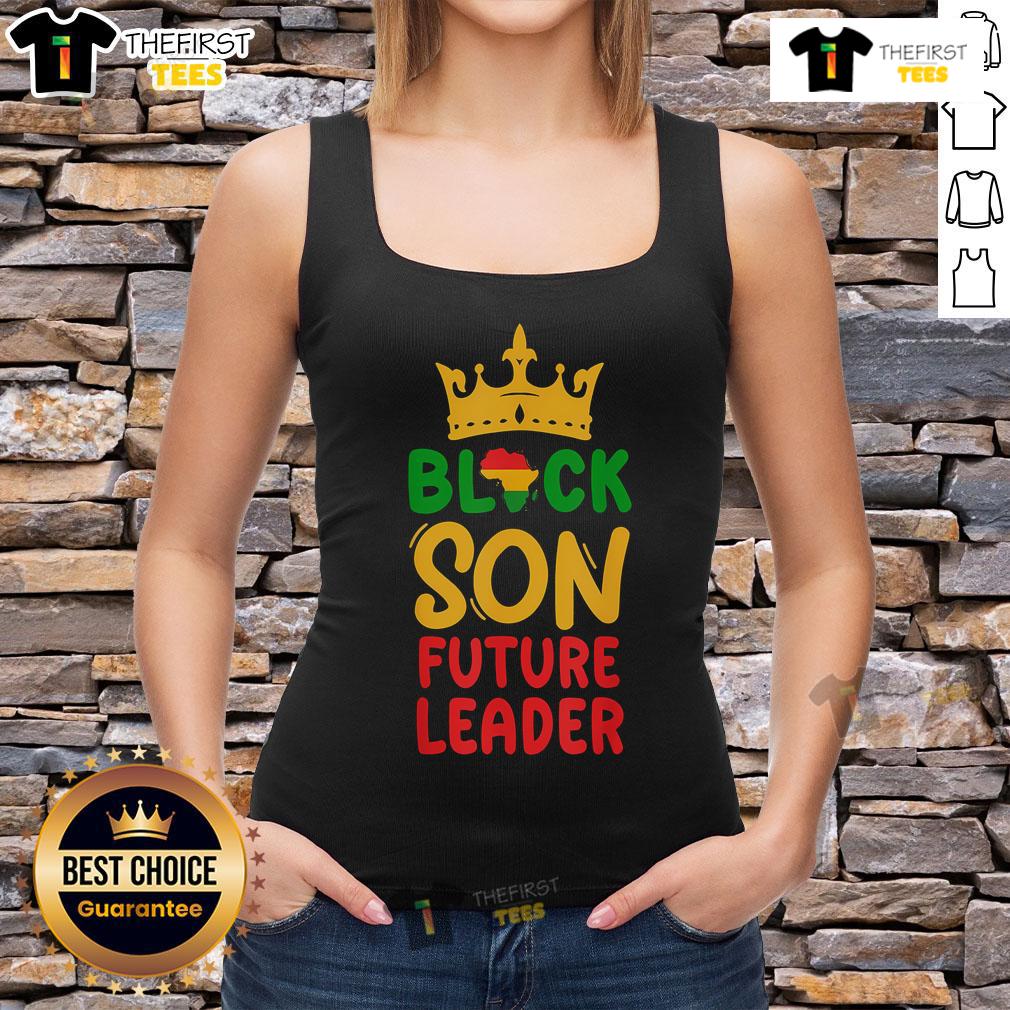 Original Black Son Future Leader tank top featuring Afro and African King design celebrating Black History.