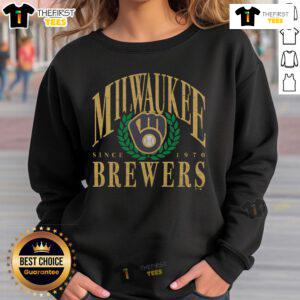 Original Milwaukee Brewers Pitchout Since 1970 sweatshirt showcasing vintage baseball style and team pride.