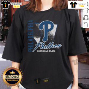 Original Philadelphia Phillies Side Arm Baseball Club ladies tee featuring team logo and stylish design.