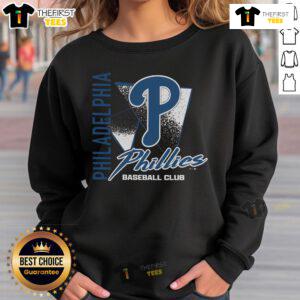 Original Philadelphia Phillies side arm baseball club sweatshirt in navy blue, showcasing team logo and vintage style.