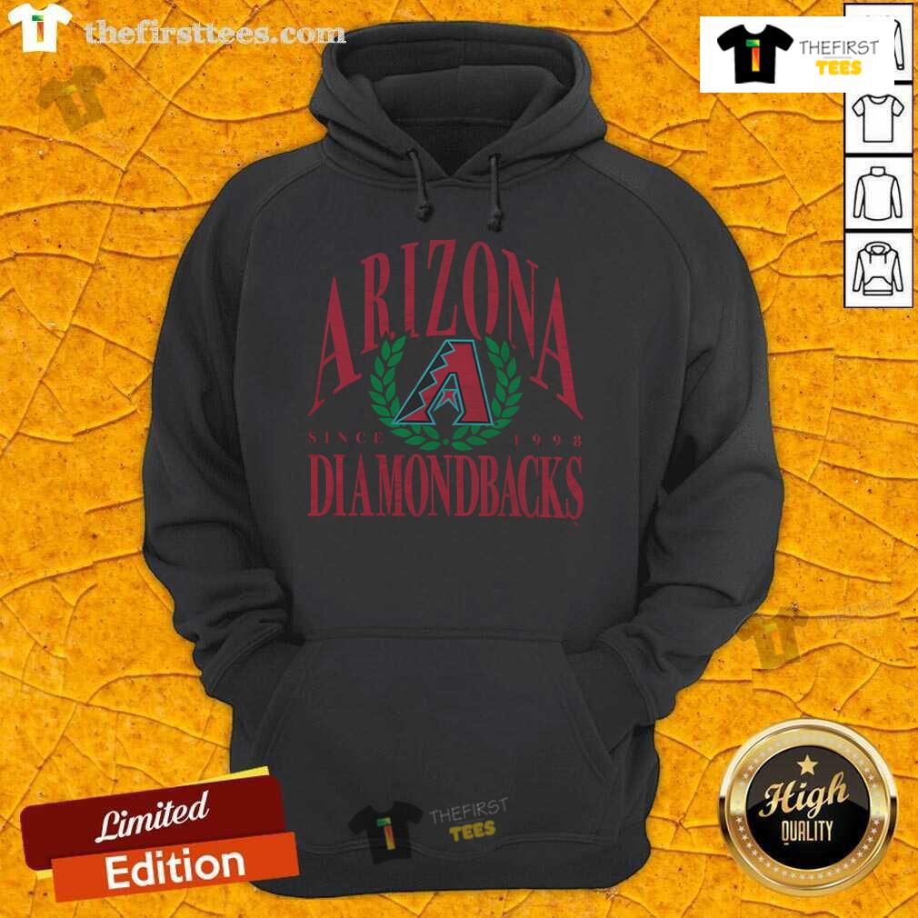 Premium Arizona Diamondbacks Pitchout Since 1998 Hoodie in black, featuring team logo and comfortable fit for fans.
