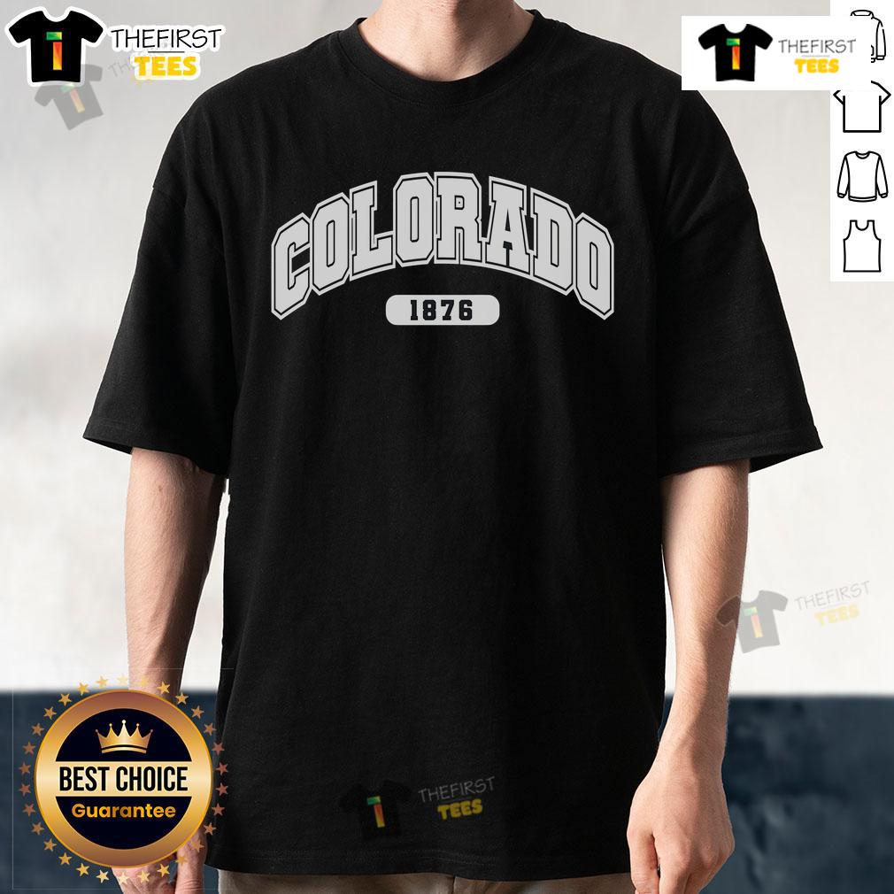 Premium Colorado Collegiate 1876 T-Shirt featuring a stylish design, perfect for fans of Colorado pride and collegiate apparel.
