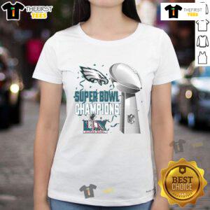 Premium Eagles Champions 2025 Super Bowl Cup Philadelphia ladies tee featuring team colors and logo.