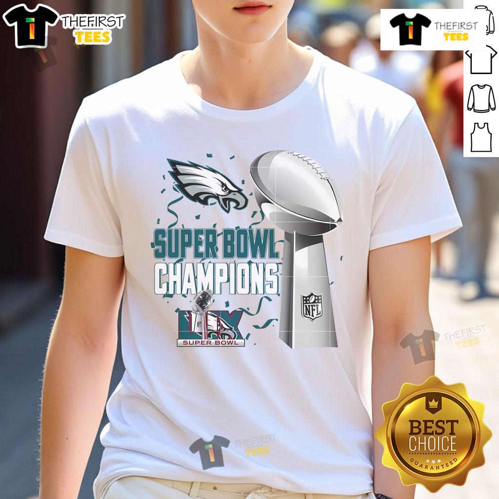 Premium Eagles Champions 2025 Super Bowl Cup T-Shirt featuring bold Philadelphia Eagles graphics and vibrant colors.