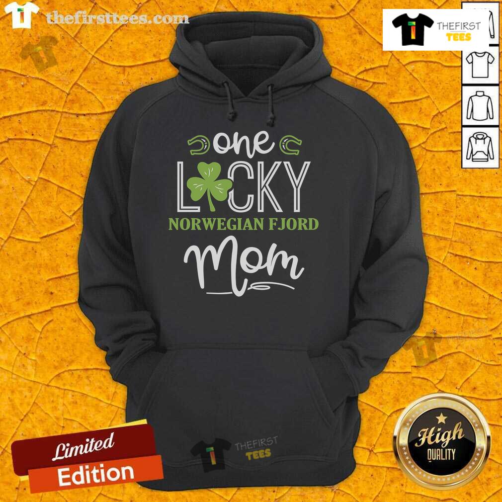 Premium One Lucky Norwegian Fjord Horse Mom Irish Horseback Riding Hoodie featuring a stylish design for horse lovers.