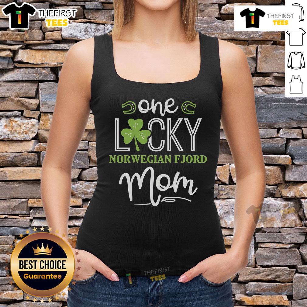 Premium one lucky Norwegian Fjord horse mom in stylish Irish horseback riding tank top, perfect for equestrian enthusiasts.