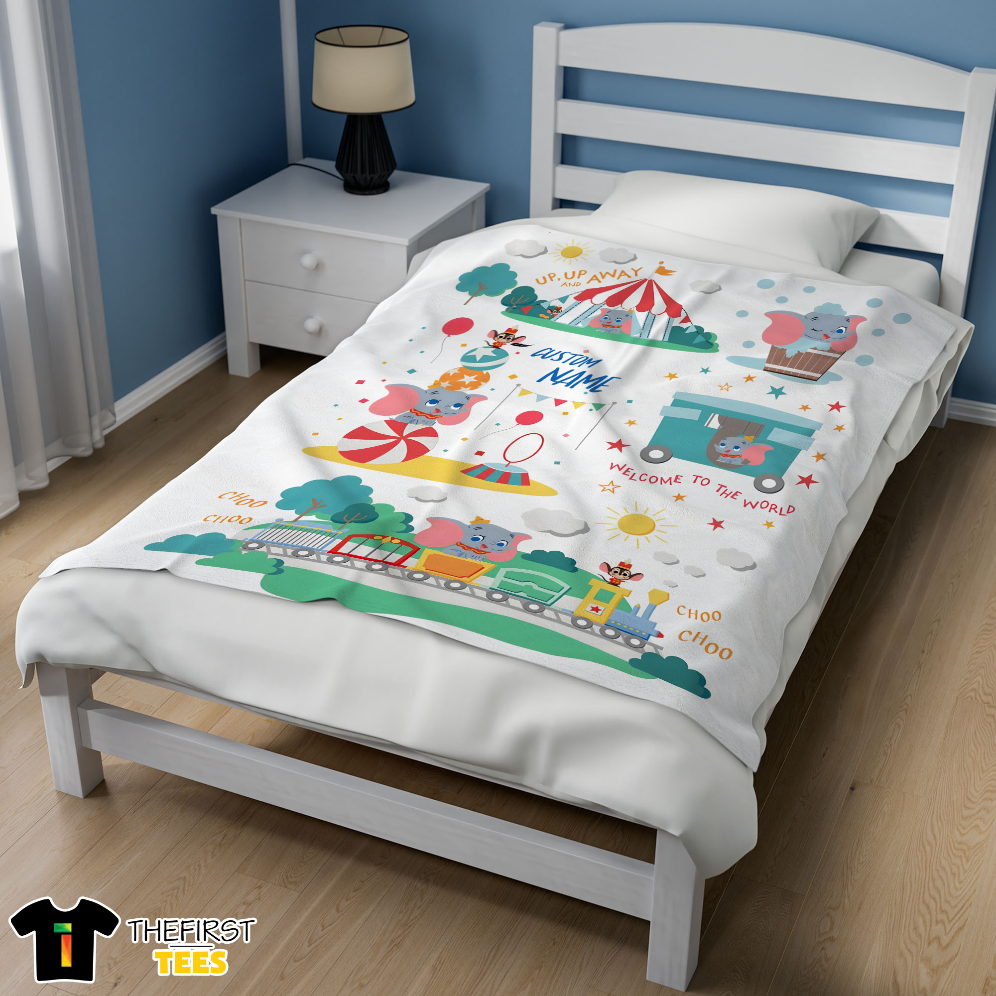 Dumbo Personalized Minky Blanket Circus Elephant Nursery Blanket Fleece Customized Blanket