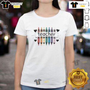 Funny teacher wearing a Temu ladies tee, showcasing a humorous design that adds personality to her classroom style.