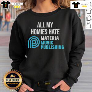 Alt Text: Official All My Homies Hate Materia Music Publishing sweatshirt in black, featuring bold graphic design and comfortable fit.