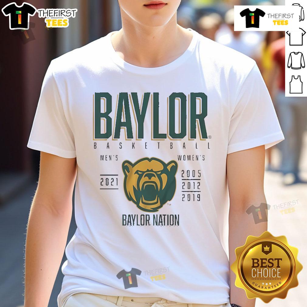 Official Baylor Basketball Men's Women's T-Shirt celebrating championship years 2005, 2012, 2019, and 2021 for Baylor Nation.