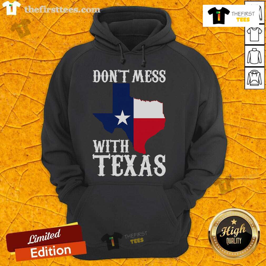 Official Don't Mess With Texas hoodie featuring a Texas map design, perfect for proud Texans and stylish casual wear.