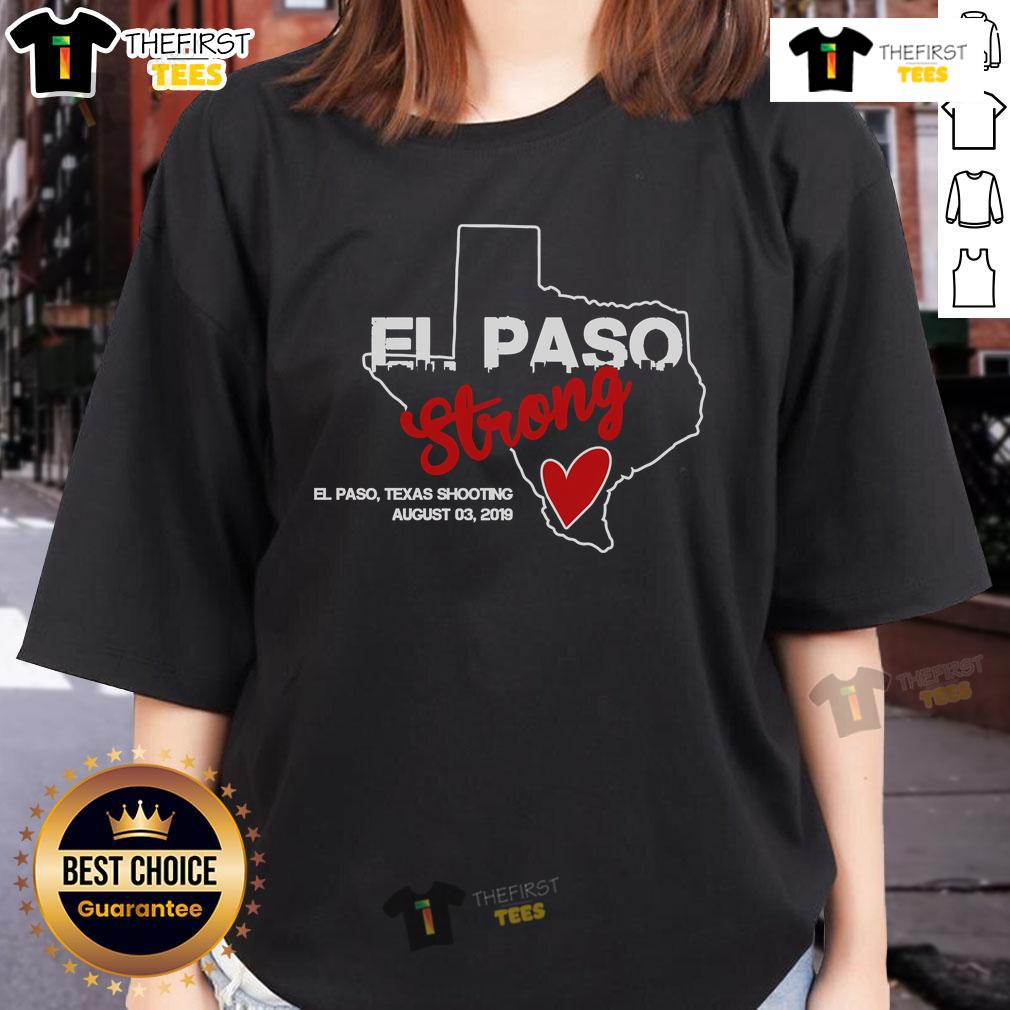 Official El Paso Strong Texas Shooting Ladies Tee showcasing support and solidarity with vibrant design and comfortable fit.