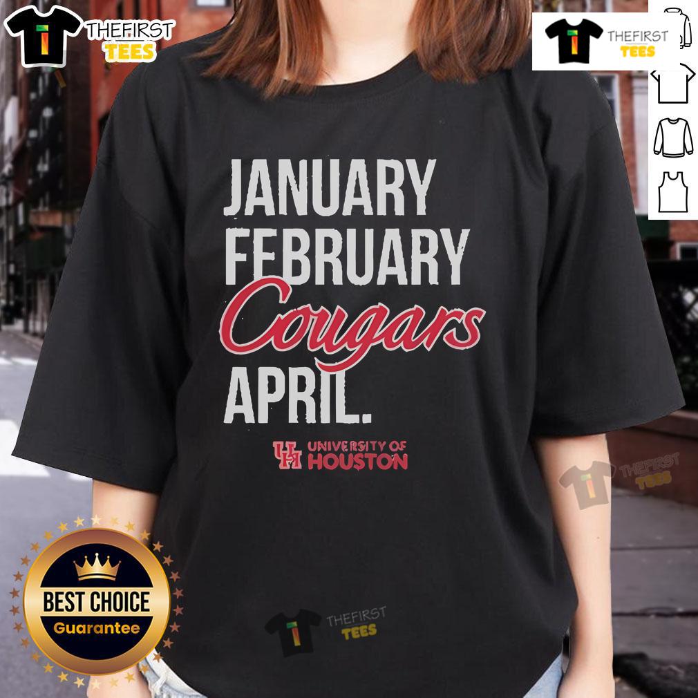 Alt Text: Official Houston Basketball Cougars Ladies Tee for January-February, stylish and perfect for fans.