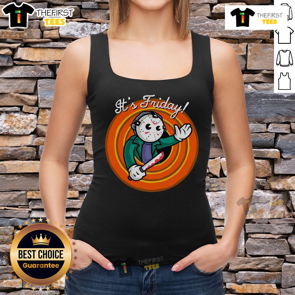 Official It's Friday Jason Friday the 13th tank top featuring iconic horror movie graphics and a stylish design.