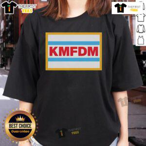 Official KMFDM Chi logo on a stylish ladies tee, perfect for fans of the iconic industrial band.
