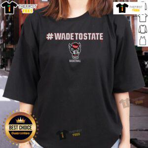 Official NC State Basketball Wade to State Ladies Tee featuring vibrant team colors and logo for passionate fans.
