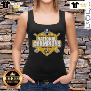 Official Notre Dame Fighting Irish 2025 NCAA Fencing National Champions Tank Top featuring vibrant team colors and logo.