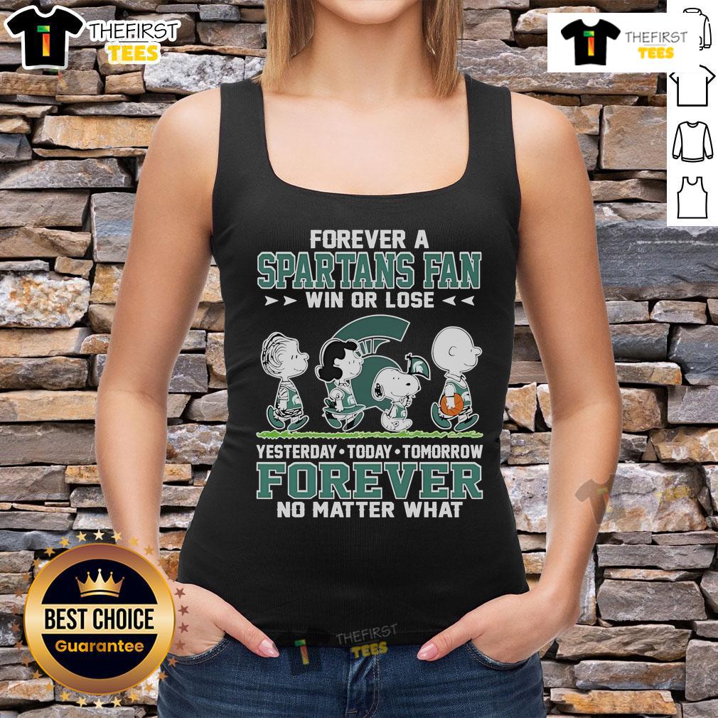 Official Snoopy Peanuts Forever tank top for Michigan State Spartans fans, showcasing team spirit win or lose.
