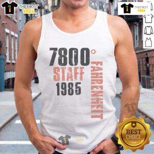 Original Bon Jovi 7800 Fahrenheit staff tank top from 1985 featuring iconic band logo and vintage design.