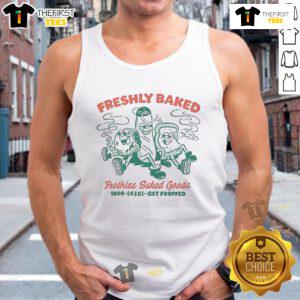 Premium Freshly Baked Frothies tank top featuring vibrant design and soft fabric, perfect for casual wear.
