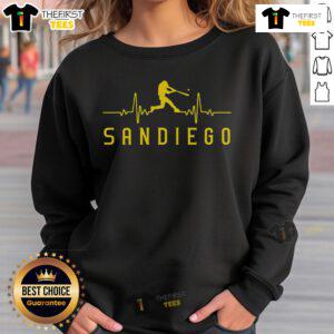 Premium San Diego Baseball Heartbeat Sweatshirt featuring a stylish design for baseball fans, perfect for casual wear.