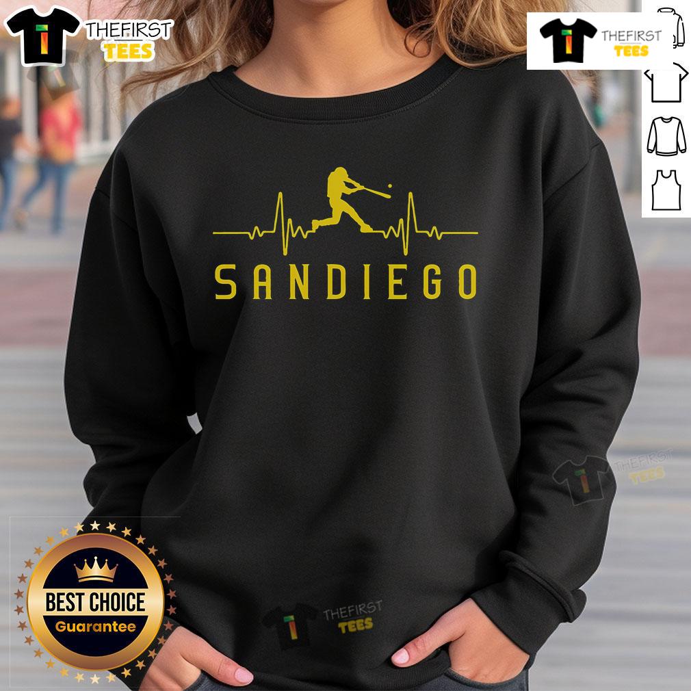 Premium San Diego Baseball Heartbeat Sweatshirt featuring a stylish design for baseball fans, perfect for casual wear.