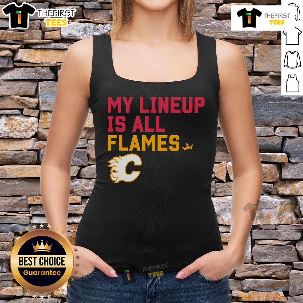 Stylish Top Calgary Flames My Lineup Tank Top featuring team colors and logo, perfect for fans and summer wear.