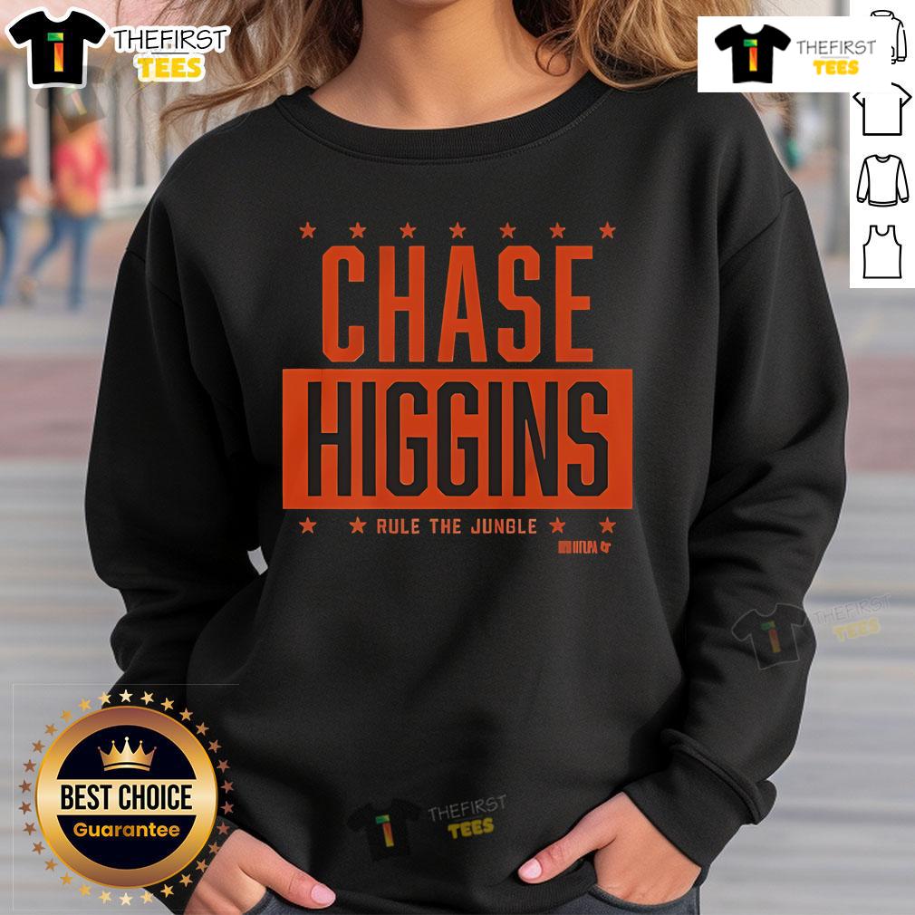 Top Chase Higgins Rule The Jungle sweatshirt featuring a bold graphic design, perfect for casual wear and jungle adventures.