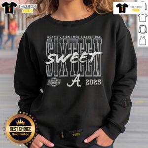 Top Crimson Alabama Crimson Tide 2025 NCAA Men's Basketball Tournament March Madness Sweet 16 Sweatshirt displayed.