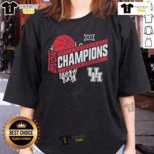Top Houston Cougars Men's Basketball 2025 Big 12 Champions ladies tee showcasing team pride and championship spirit.