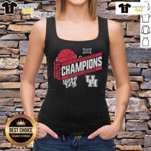 Top Houston Cougars Men's Basketball 2025 Big 12 Champions tank top featuring team colors and logo for fans.