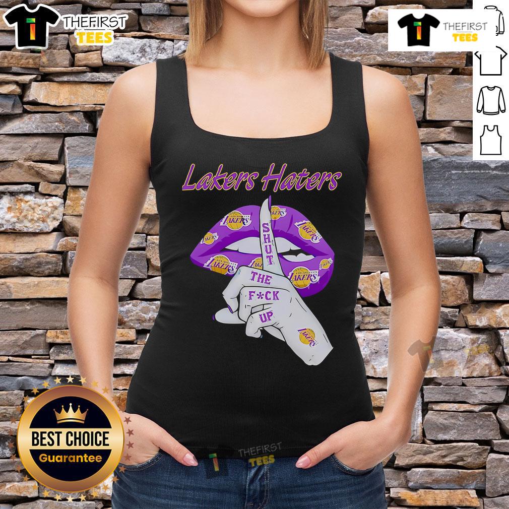 Bold 'Top Lakers Haters Shut The F*ck Up' tank top design, perfect for passionate basketball fans and Lakers supporters.