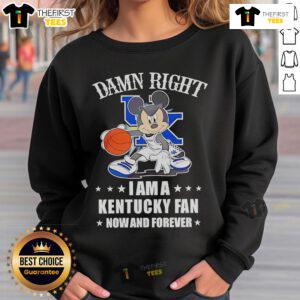 Top Mickey Mouse sweatshirt for Kentucky basketball fans, featuring 'Damn Right I Am A Kentucky Basketball Fan' design.