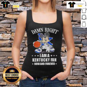 Top Mickey Mouse tank top with 'Damn Right I Am A Kentucky Basketball Fan' design, perfect for fans and casual wear.