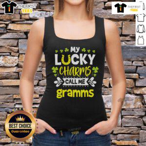 Stylish Top My Call Me Gramms St. Patrick's Day tank top featuring festive green design and playful text for celebrations.