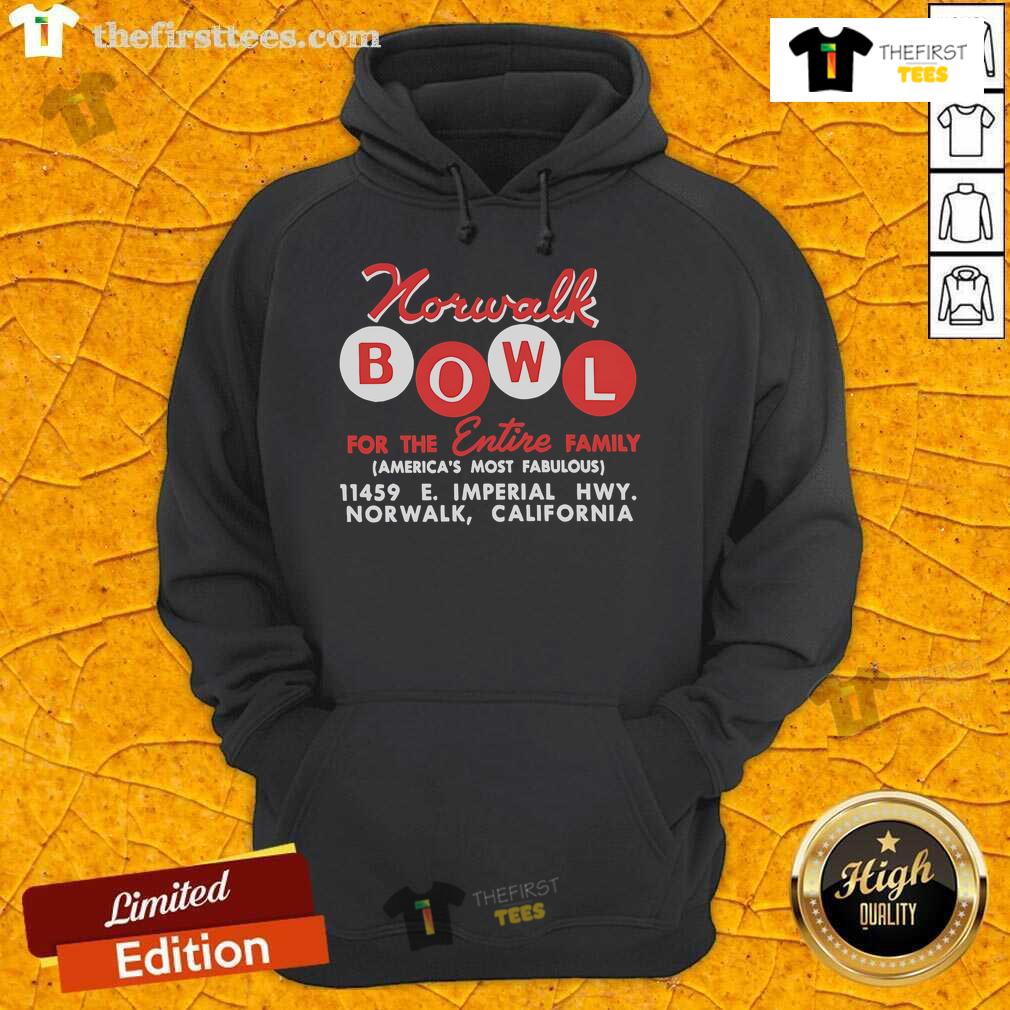 Vintage hoodie featuring 'Top Norwalk Bowl' design, perfect for family bowling outings and retro fashion lovers.