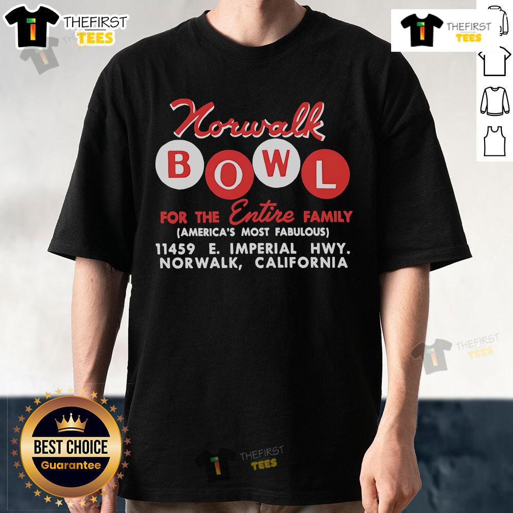 Alt Text: Vintage T-shirt featuring 'Top Norwalk Bowl' design, perfect for family outings and bowling enthusiasts.