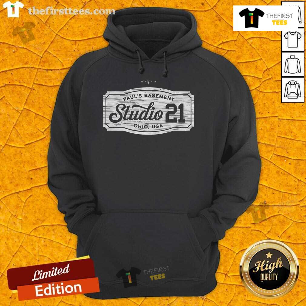 Cozy hoodie featuring 'Top Paul's Basement Studio 21 Ohio USA' design, perfect for fans and studio enthusiasts.