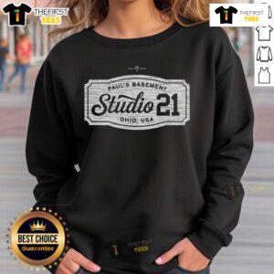 Alt Text: Cozy sweatshirt from Paul's Basement Studio 21, Ohio, showcasing unique designs and local artistry. Perfect for casual wear.