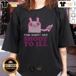 Alt Text: Top pink rabbit graphic on a 'Shoot to Ill' ladies tee, perfect for casual, trendy fashion lovers.