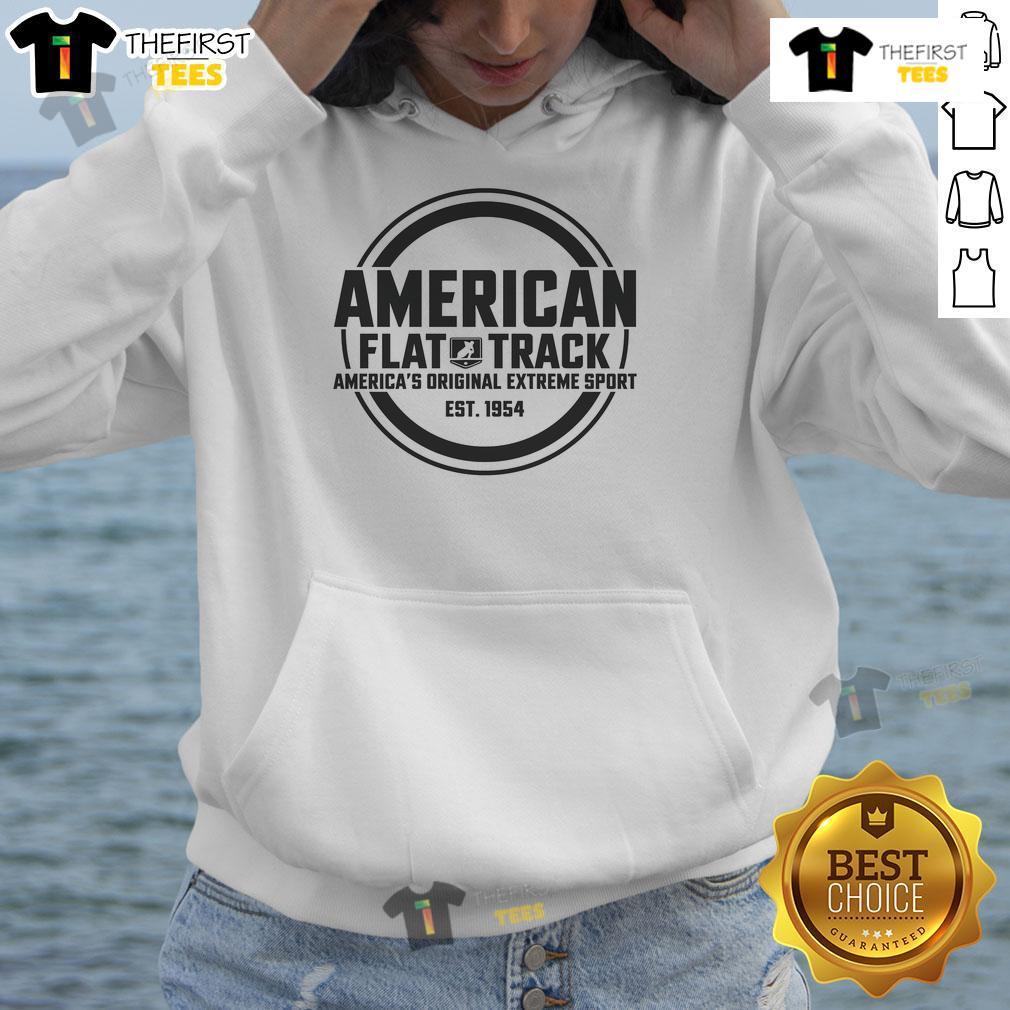 Official American Flat Track hoodie, established 1954, celebrating America's original extreme sport with a stylish design.