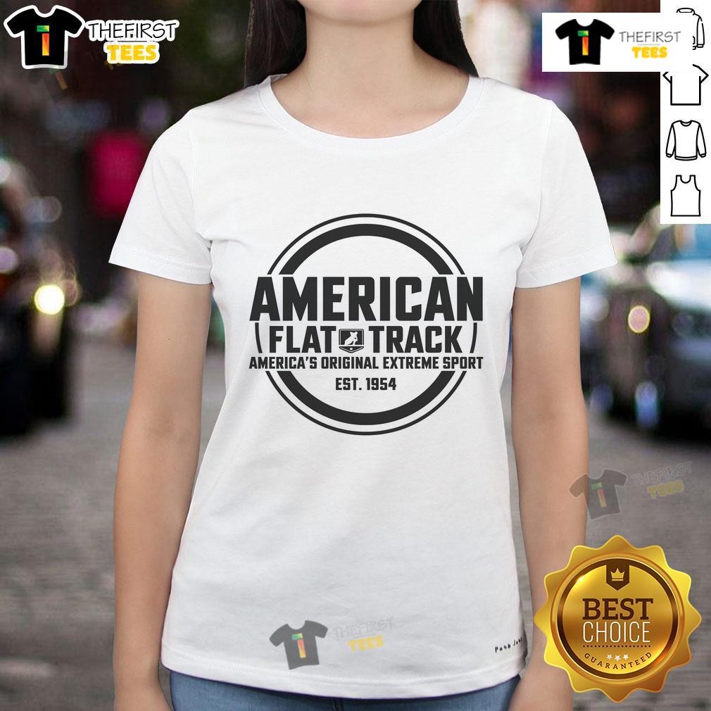 Official American Flat Track Est. 1954 ladies tee showcasing America's original extreme sport design.