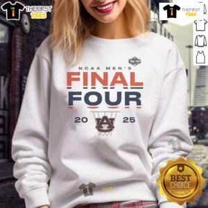 Official Auburn Tigers 2025 NCAA Men's Basketball Tournament March Madness Final Four lay-up sweatshirt design.