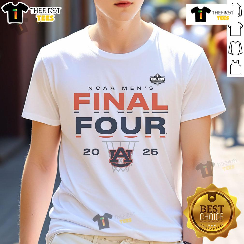 Official Auburn Tigers 2025 NCAA Men's Basketball Tournament March Madness Final Four Lay Up T-Shirt design featuring team colors.