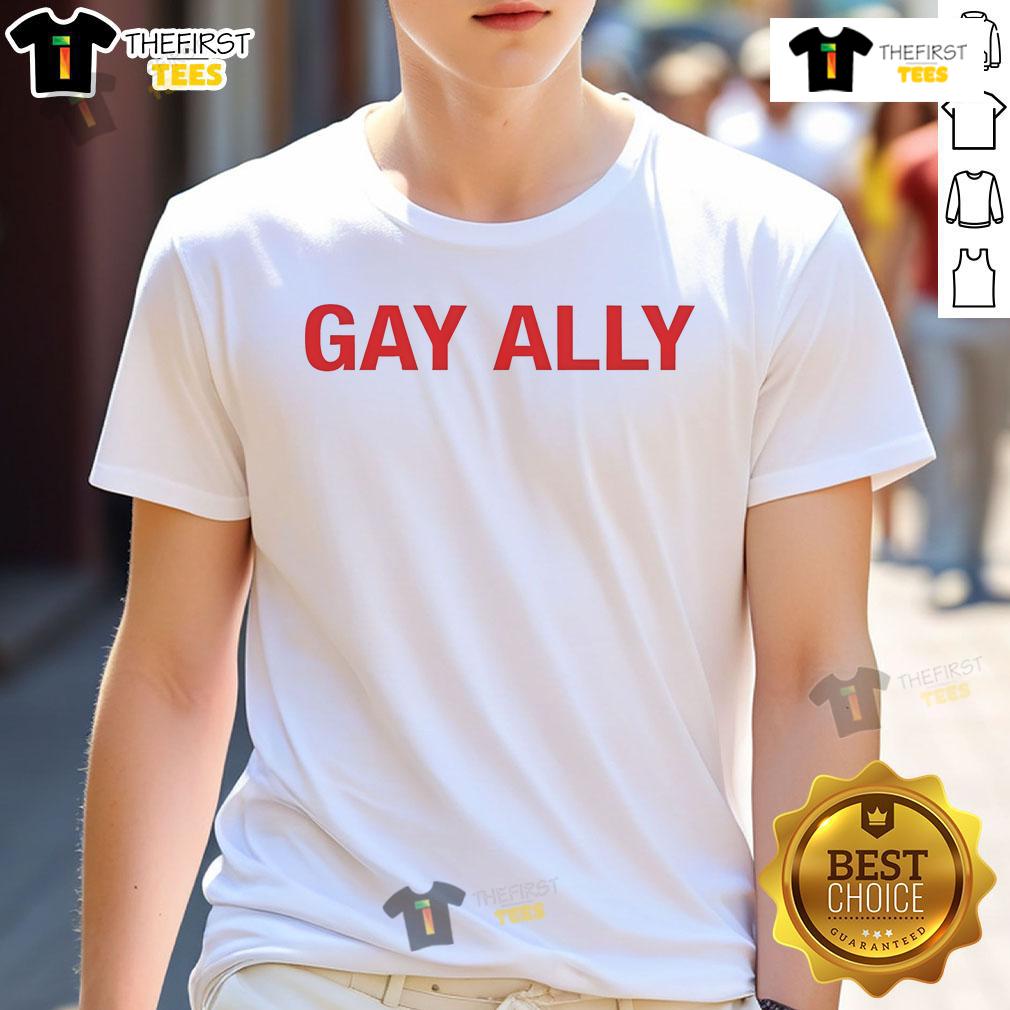 Official Azealia Banks Gay Ally T-Shirt featuring vibrant colors and bold text supporting LGBTQ+ rights.