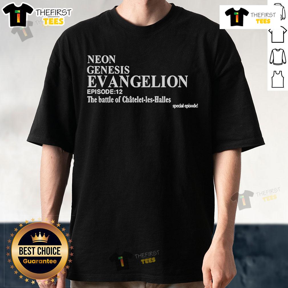 Official Neon Genesis Evangelion Episode 12 The Battle Of Chtelet-Les-Halles T-Shirt featuring iconic anime artwork.