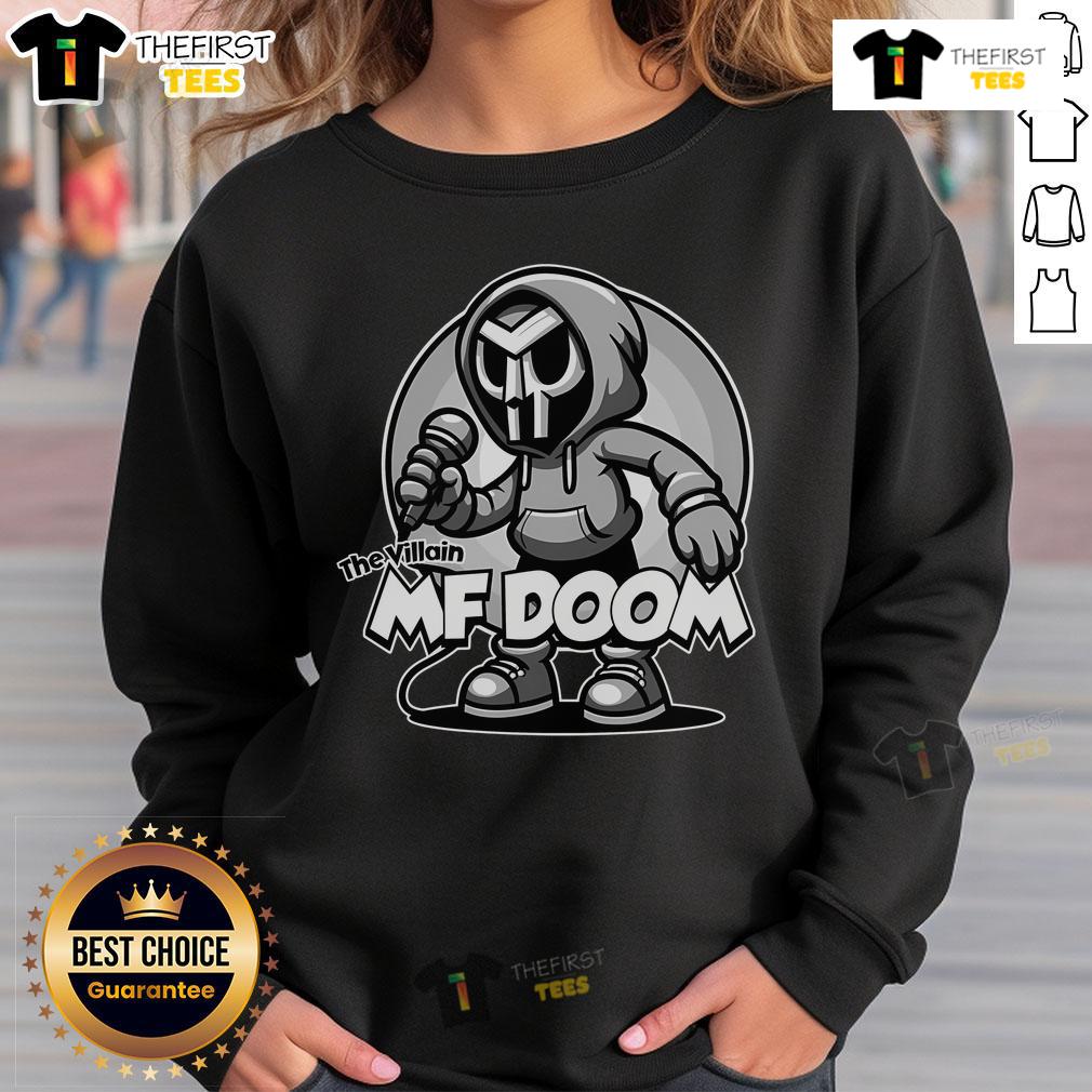 Premium MF Doom The Villain Sweatshirt featuring iconic artwork and stylish design for fans of hip-hop fashion.