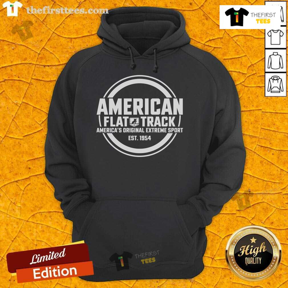 Top American Flat Track Est 1954 hoodie featuring classic design and vibrant colors, perfect for motorcycle enthusiasts.
