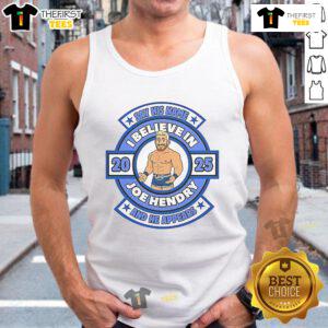 Joe Hendry tank top featuring the phrase 'Good Say His Name And He Appears' in bold, vibrant lettering.